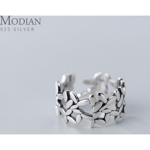 Modian Little Oval Splicing Hollow Out Geometric Opening Finger Ring for Women Pure 925 Sterling Silver Party Ring Fine Jewelry