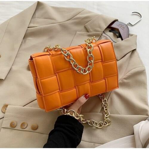 Fashion Weave Chain Pillow Bag Women