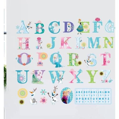 Cartoon Disney Frozen Elsa Anna 26 Letters Alphabet Wall Stickers For Kids Rooms Home Decor Children Bedroom Mural Wallpaper