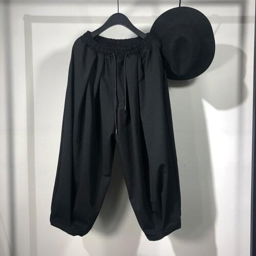 Owen Seak Men Casual Cross Pants Skirt High Street Wear Dark Ankle Length Pants Men Japanese Sweatpants Spring Harem Black Pants