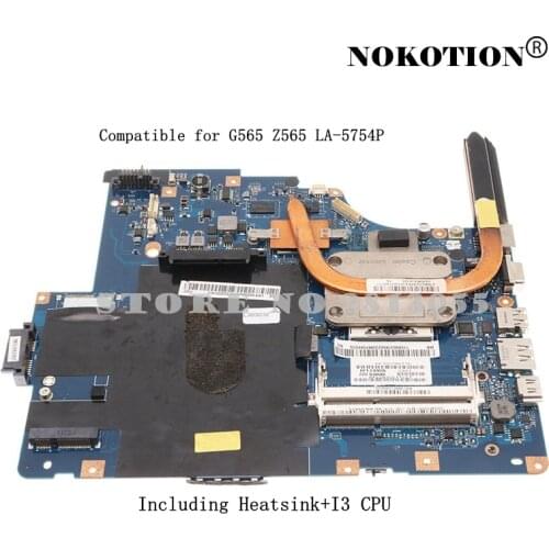 NOKOTION NIWE2 LA-5752P Laptop Motherboard For Lenovo G560 Z560 replace G565 Z565 LA-5754P Including Heatsink and i3 CPU