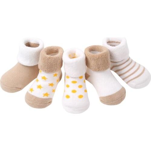 5 Pair High Quality Thicken Cartoon Comfort Cotton Newborn Socks Kids Boy New Born Baby Girl Non Slip Indoor Winter Warm Socks