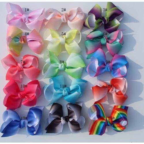 New arrival 16Pcs Little Girls 5'' Grosgrain Ribbon Hair Bows Boutique Rainbows Bows With Alligator Clips Accessories