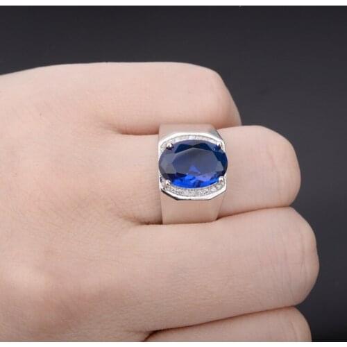 New Style Domineering Blue Crystal Ring Trend Men Inlay Zircon Opening Adjustable Ring Fashion Mens Wedding Party Jewelry