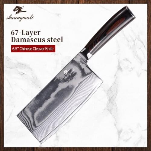 Utility Chinese Cleaver Knife 67 Layer Damascus Steel Kitchen Chef Knives Home Cooking Chef Slicing Cleaver Vegetable Knife