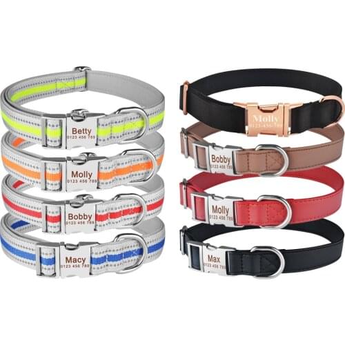 Puppy Medium Large Unisex Dogs Collar Personalized Dog Collar Adjustable Nylon Products Dog Collars Custom Engraved Name ID Tag