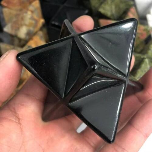 Natural Obsidian Crystal Merkaba Arcade Crystal Merkaba Star Energy Mineral Jewelry Healing Decoration