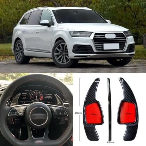 Carbon Fiber Gear DSG Steering Wheel Paddle Shifter Cover Fit For Audi Q7 2016-2018