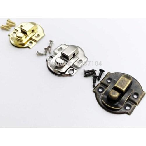 12pcs Decorative Iron Antique Brass Silver Golden Jewelry Box Gift Wine Wooden Case furniture Hasp Latch Lock Clasp 26mm X 29mm