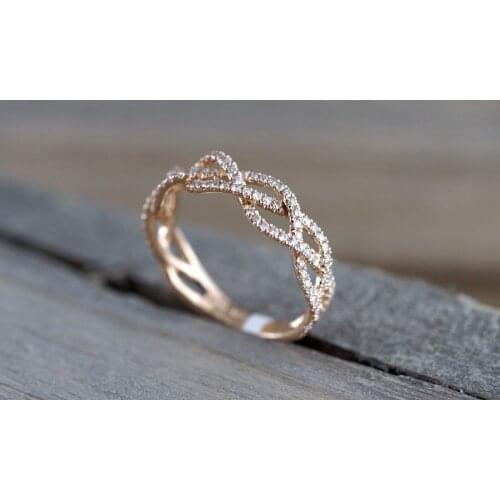 Sparkling Female Infinity Endless Love Heart Rings for Women Lover Rose Gold Color Fashion Wedding Jewelry Ring Full Sizes