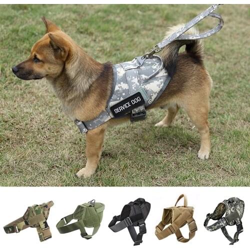 Tactical Dog Harness Leash Vest Collar Military Nylon German Shepherd Pet Patrol K9 Working Training Service Dog Handle No Pull