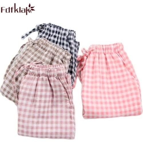 Spring Womens Sleep Bottoms Pajamas Pants Ladies Underwear Trousers Polka Dot Women Lounge Pants Loose Cotton Home Pant E1172