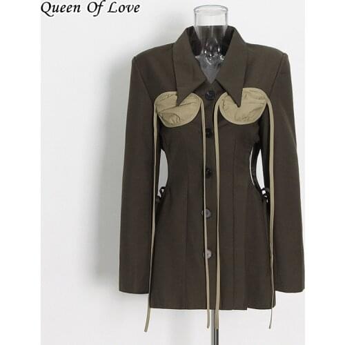 Vintage Cut Out Waist Lace Up Mini Dress 2021 New Autumn Winter Streetwear Women Lapel Long Sleeve Casual Dresses Outfit