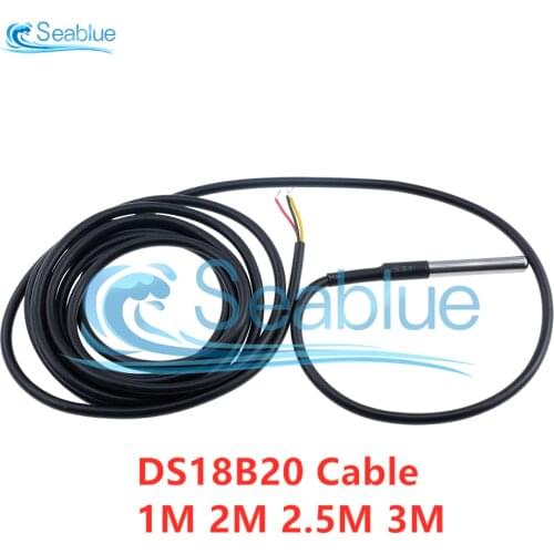 1M 2M 2.5M 3M DS18B20 Waterproof Digital Temperature Probe Temperature Sensor Stainless Steel Probe 1/2/2.5/3Meters Cable