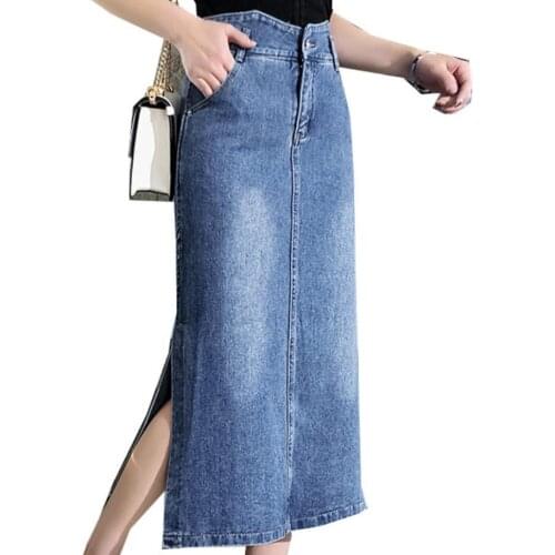 Plus size 9XL!denim skirt women summer fashion high waist side split a-line jeans skirt