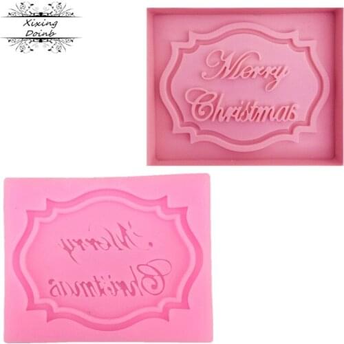 1Pcs Merry Christmas Letter form fondant cake silicone mold kitchen chocolate candy making cupcake cake decorating tools