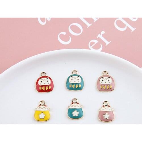 10pcs Japanese Style Earrings For Girls Women Cute Heart Child Cute Cartoon Earrings Sweet Fun Small Pendant Diy Jewelry Making