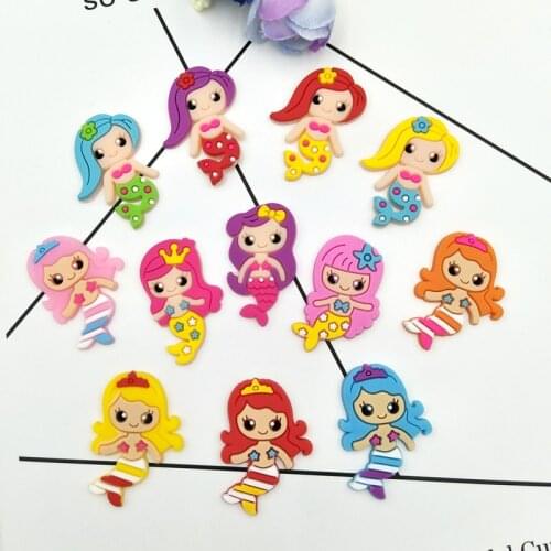 12pcs/lot Cute mermaid rubber cartoon flatback DIY Decoration Scrapbook Embellishment