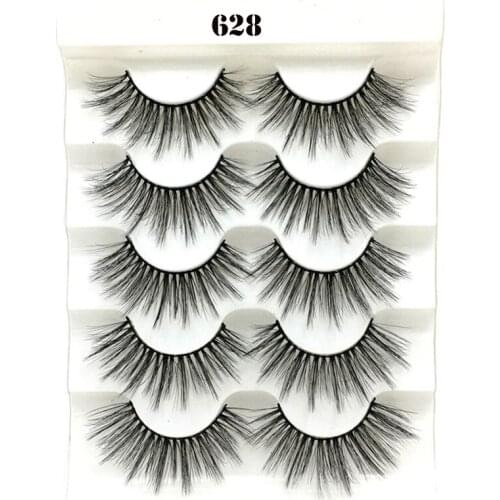 5 Pairs 5D Mink Eyelashes Natural False Eyelashes Lashes Soft Fake Eyelashes Extension Makeup Wholesale Fasle Eye Lashes Gifts