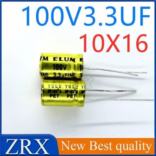5Pcs/Lot 100V3.3UF 3.3UF100V new audio high and medium frequency division electrodeless NP electrolytic capacitor 10 * 16