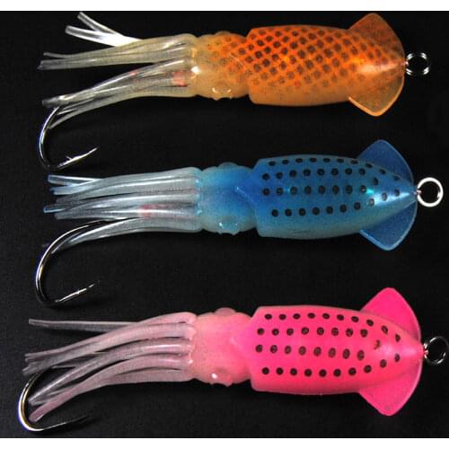 5pcs/lot 8cm/16g Luminous Squid Jig Fishing Lure Octopus Saltwater Soft Fishing Bait Squid Jigs Lead Head Bule Orange Pink Crack