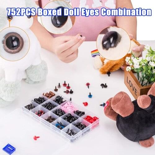 752 Pcs Doll Teddy Eyes Plastic Googly Wiggle Eyes for DIY Scrapbooking Crafts Projects DIY Dolls Accessories Eyes Handmade Toys