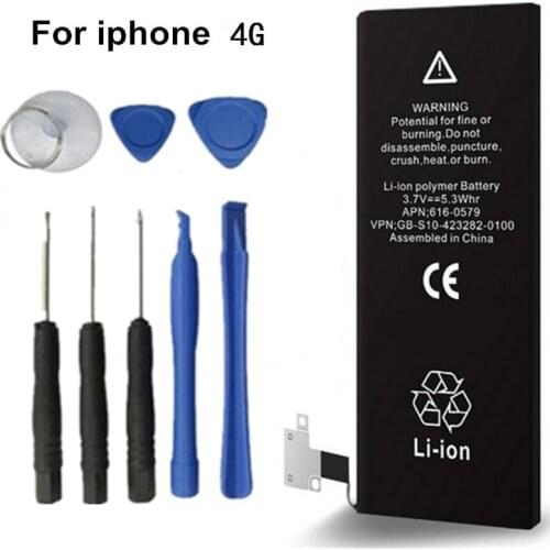 New 3.7V 1420 MAh Internal Built-in Li-ion Replacement Mobile Phone Battery for Apple Iphone 4G Cycle Bateria with Repair Tools