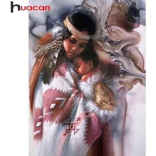 Huacan Full Square/round Diamond Painting Woman Diamond Art Mosaic Embroidery Portrait Baby Crystal Hobby