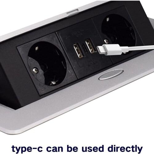 Pop Up Type c Socket Damped Multimedia Outlet Connection Box Desktop with Power and Type c USB Charger for Conference Room