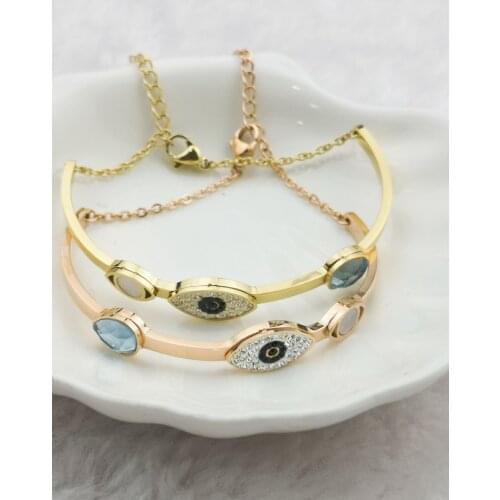 Bangle Hot Sell For Women Fashion New Goddess Luxury Rose Gold Color Luxe Devil`s Eye Jewelry Stainless Steel