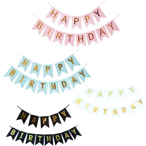 Paper Bunting Garland Banners Flags Happy Birthday Banner Boys Girl Baby Shower Decoration Wedding Birthday Party Supplies Decor