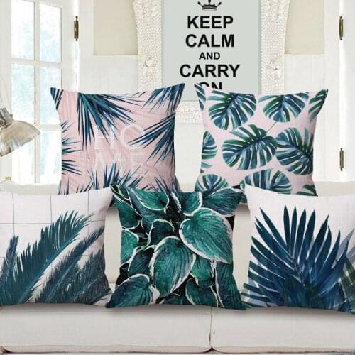 Decorative Cotton Linen Cushion Cover 45X45Cm Capa de Dlmofada Sofa Bedding Throw Pillow Case Tropical plants Fashion Pattern
