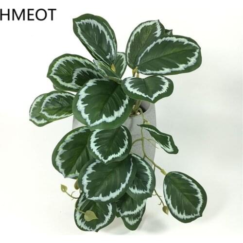 Artificial Plants Vine Peacock Turtle Back Leaf Begonia Wall Hanging Flower Vine Green Grass Potted Home Balcony Garden Decor