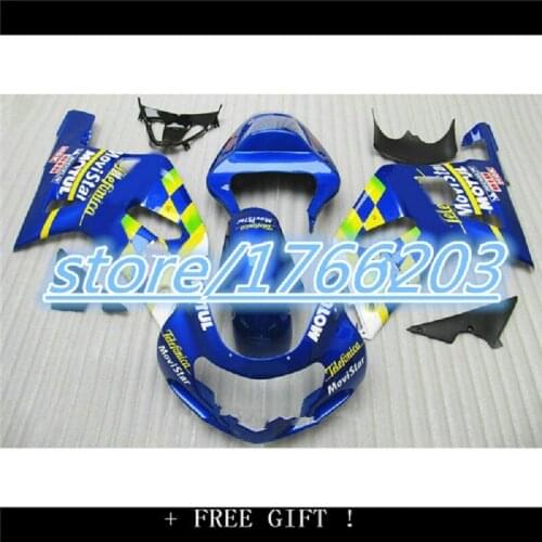 Blue yellow white Fairing kit for GSXR600 750 K1 01 02 03 GSXR 600 GSXR750 2001 2002 2003 ABS Fairings set