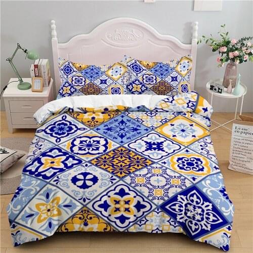 Luxury 3D Bohemia Geometry Print 2/3Pcs Bedding Set Comfortable Duvet Cover Pillowcase Home Textile Queen and King EU/US/AU Size