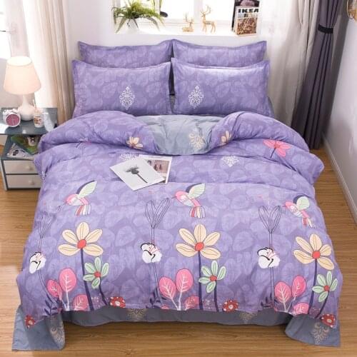 Chinese purple Bedding Set, 220x240 Duvet Cover Pillowcase 3pcs ,200x230 Quilt Cover,Flower bird pattern Queen King Bed Sets