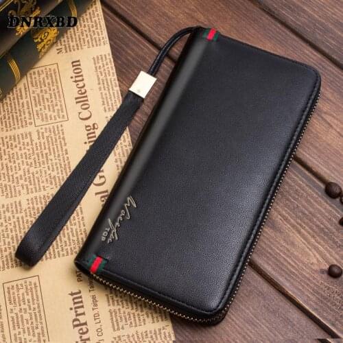 Men Wallet business clutch leather Card Holder Male Purse Quality Zipper Large Capacity Luxury Wallet For Men Carteira Masculina