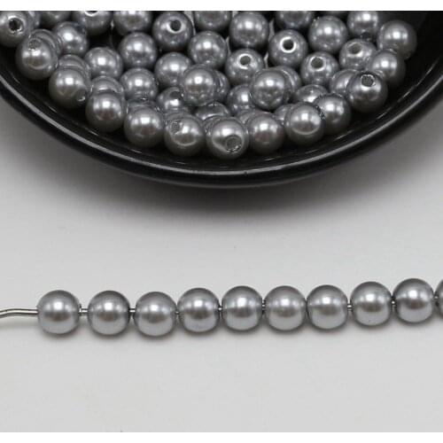 500 Pcs 6mm Plastic Faux Pearl Round Beads Silver -coiour Grey Imitation Pearl