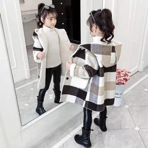 Fashion New Children Girls Hooded Jackets Coat 2019 New Autumn Winter Plaid Outerwear 2 Colors Baby Girl Coats Age For 4-13 Yrs