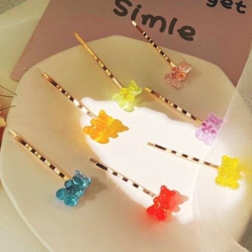 Fashion 1Pc Jelly Bear Colorful Fashion Hair Clip Barrette Headwear Girls Women Korea Candy Color Hairpin Duckbill Clip