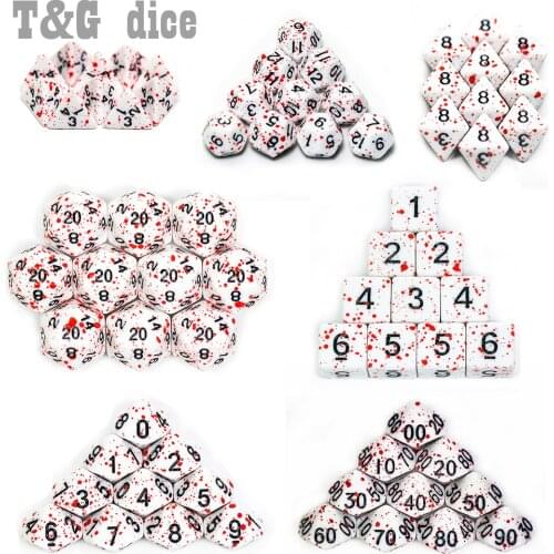 Funny DND RPG 10Pcs/Set Polyhedral D4-D20 Multi Sides Opaque Blood Digital Dice Set Boardgame Accessories