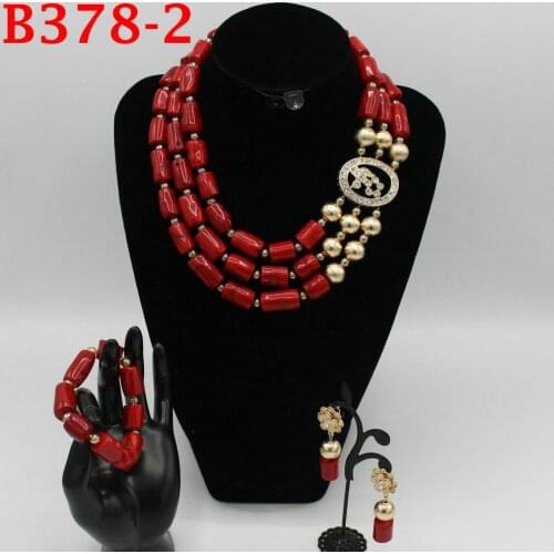Beautiful Indian Bridal Coral Statement Necklace Set Wedding Nigerian Coral Beads Necklace Set Women Jewelry Set B378-1