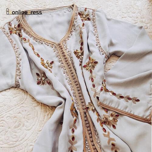 2020 New Crystal Moroccan Caftan Formal Gowns Hand-Beading Long Sleeves Elegant Evening Dress abiti da cerimonia