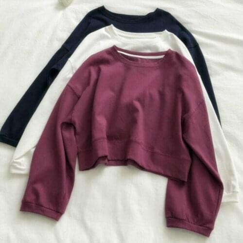 New 2021 Women Casual Solid Color Sweatershirts Ladies Long Sleeve Hem Elastic Short Hoodies Brand Chic Tops