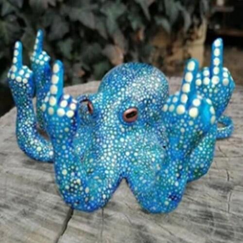 Newly Gesture octopus Statue Fluorescence Resin Ornaments Simulation Octopus Table Crafts Home Office Decoration