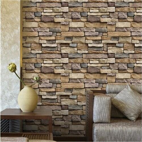New 3D Simulation Rock Brick Living Room Bedroom Background Wallpaper Green Decorative Mural Household Products