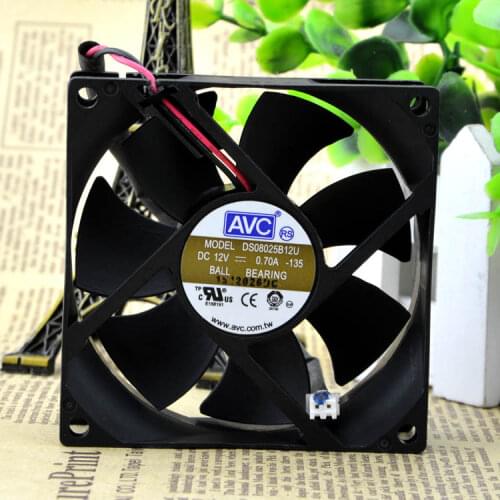 New original 8CM 8025 12V 0.70A DS08025B12U double ball 2-wire cooling fan