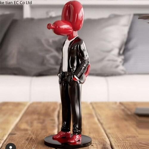 New Style Gentleman Balloon Dog Modern Red Resin Animal Figurine Office Countertop Decoration Balloon Dog Home Decoration Gift