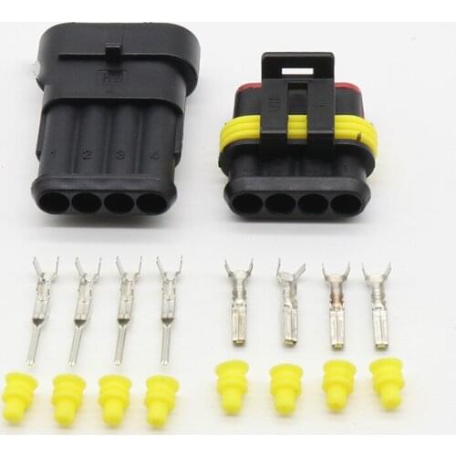 Wholesale 5 Sets NEW Car Auto 4 Pin Way Sealed Waterproof Electrical Wire Connector Plug Set