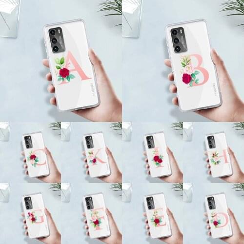 Original acronym flower pink Phone Case Transparent For Huawei 8 7 6 5 4 3 2 pro SE i E Soft TPU Clear Mobile Bags Coque